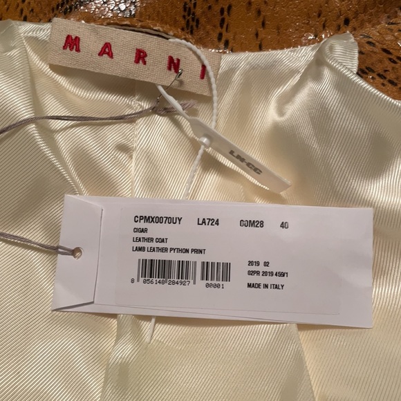 Marni Cigar Lamb Leather Python Print Coat 40 - Picture 3 of 3